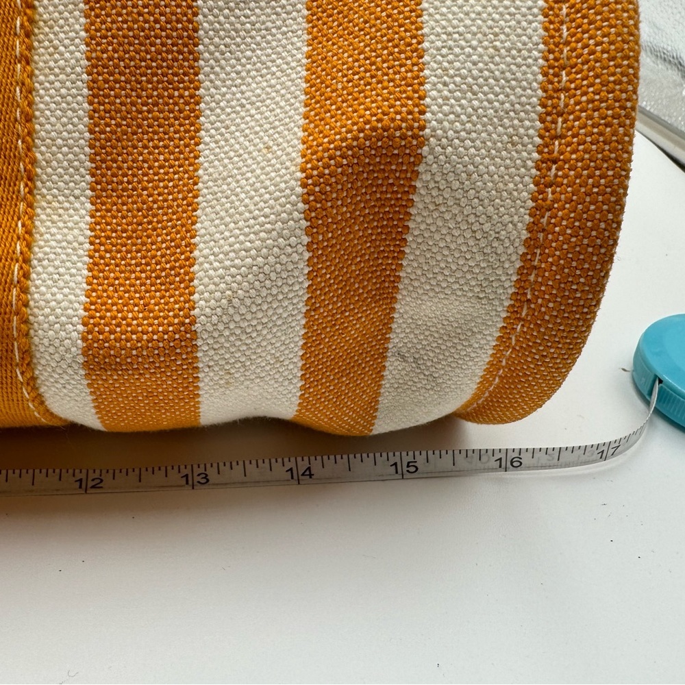 Hermes-Authentic- Yellow  / White Stripe Cannes Tote Bag  with Pouch - Picture 10 of 14
